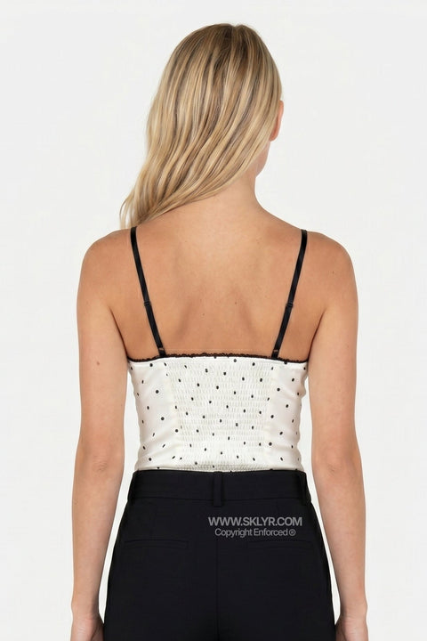 Top corto a bustier bianco in pizzo