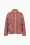 Quilted floral print jacket with contrast piping