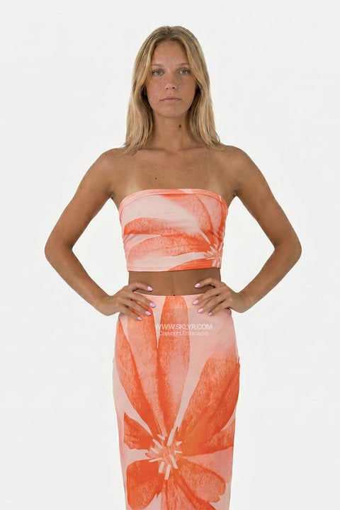 Ensemble ajusté floral orange