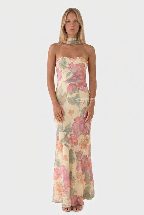Robe longue structurée bustier ivoire