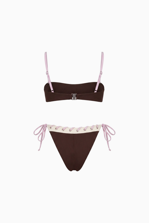 Bikini marron façon corset