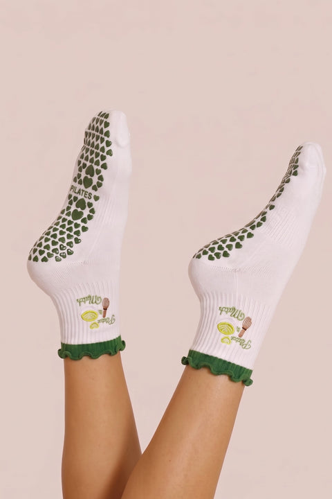 Confezione da 4 paia di calzini da pilates ricamati antiscivolo