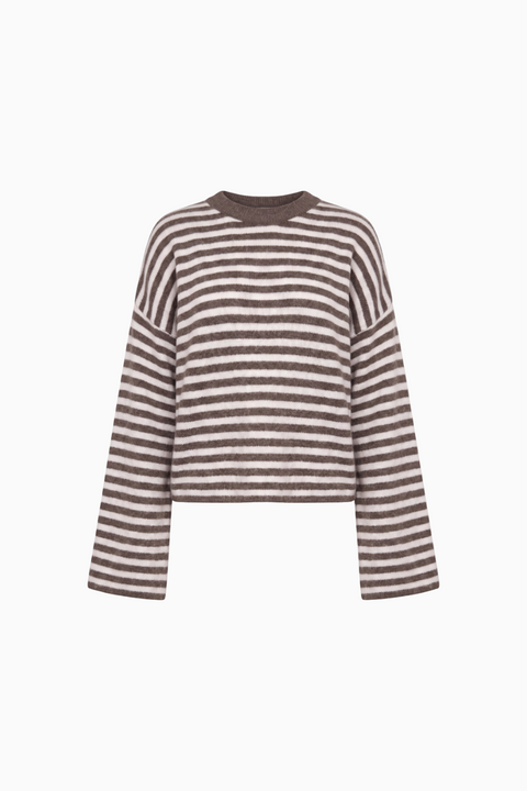 Maglione oversize in maglia a righe con girocollo