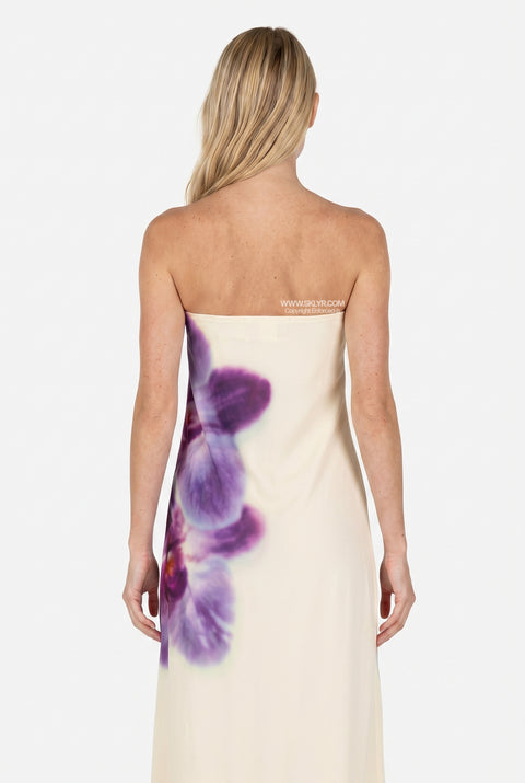 Robe longue bustier orchidée blanche