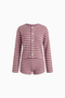 Striped Knit Cardigan and Shorts Set