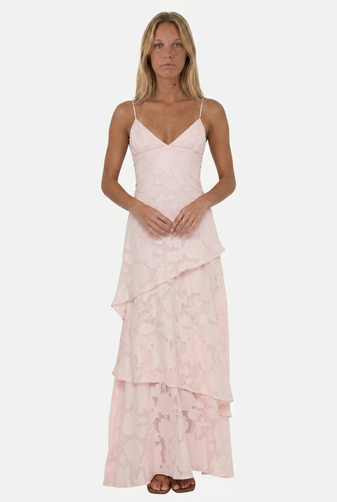 Robe longue à volants blush - DOS ET FILIGRANE MANQUANTS