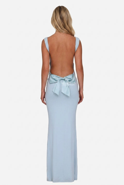 Robe longue colonne dos nu bordeaux