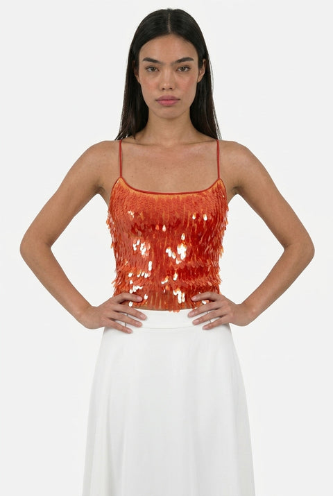 Haut à sequins orange 10 ?