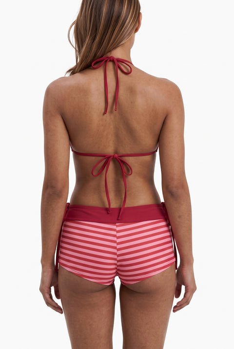 Retro Berry gestreifter Boyshort Bikini