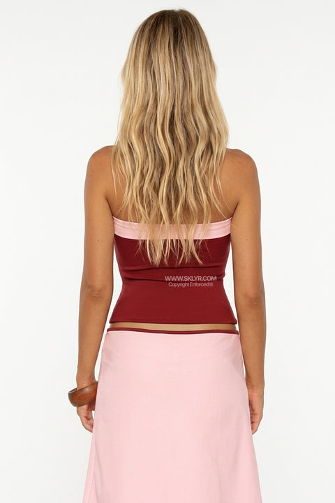 Ensemble bustier contrastant rose