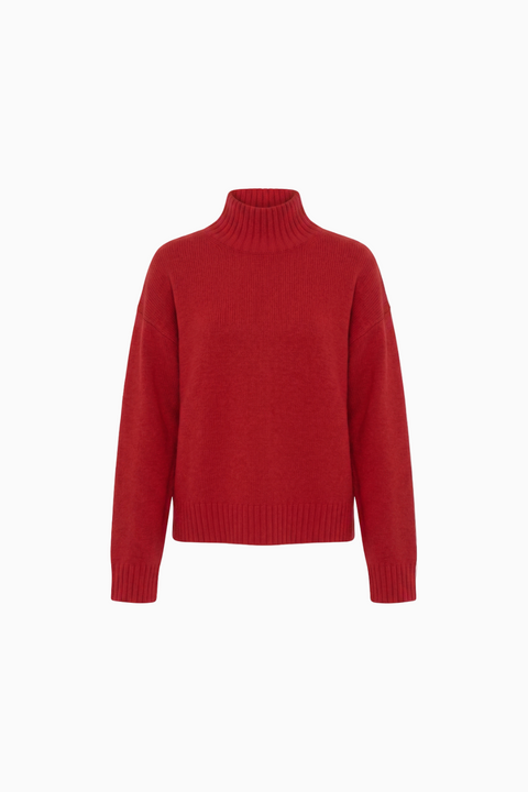 Ribbed Mock Neck Knit Sweater