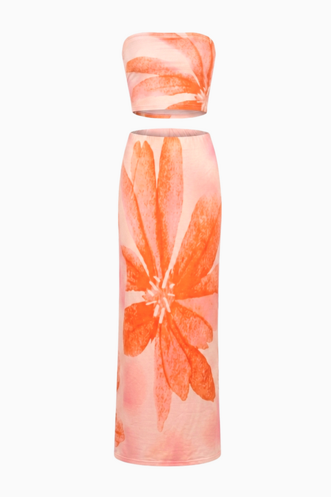 Ensemble ajusté floral orange