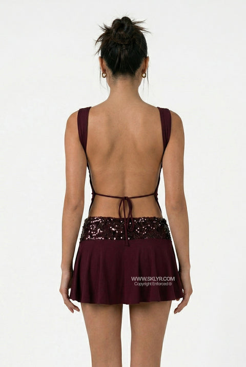 Deep Plum Fitted Mini Dress