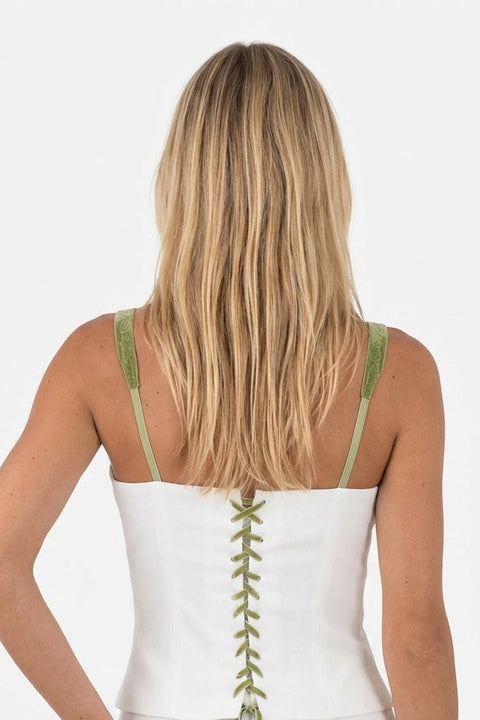 Top corsetto verde oliva con stringatura