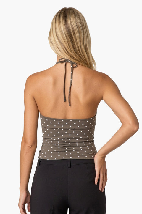 Gepunktetes Wickel-Neckholder-Top