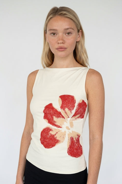 Hibiskus-Top mit Grafikdruck