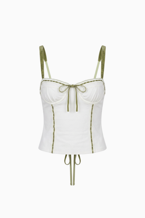 Top corsetto verde oliva con stringatura