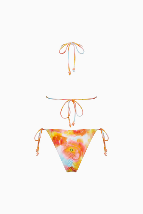 Conjunto de biquíni com cordões e padrão floral