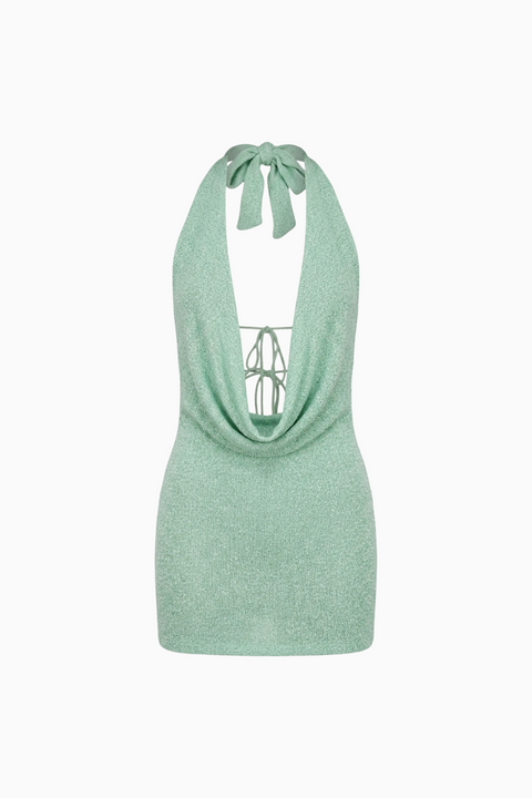 Vestido mini tipo combinação justo verde-menta