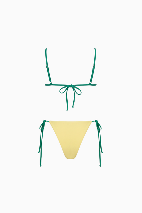 Gelber Triangel-Bikini mit Schnürung