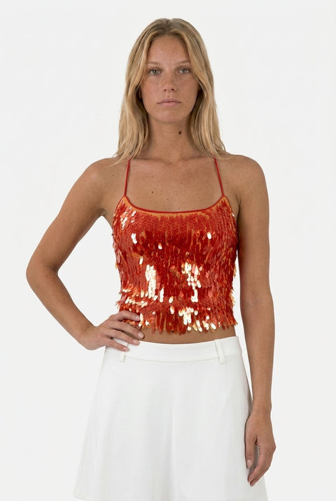 Haut à sequins orange 10 ?