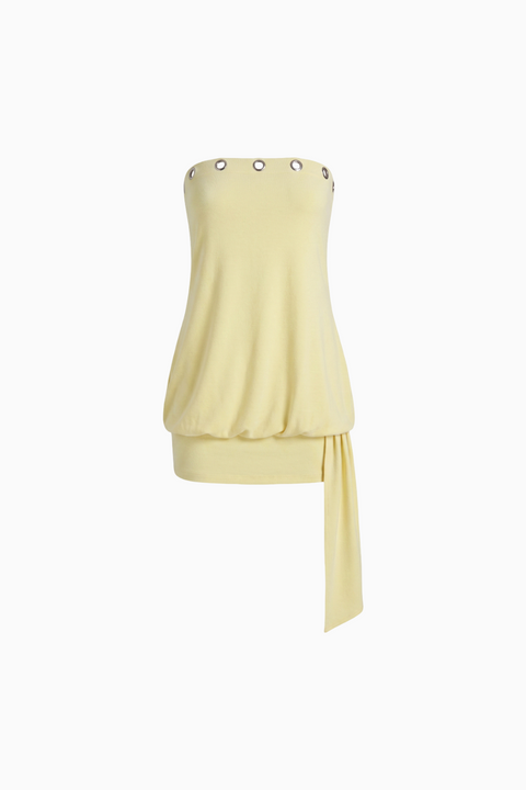 Robe courte bustier avec œillets et taille basse