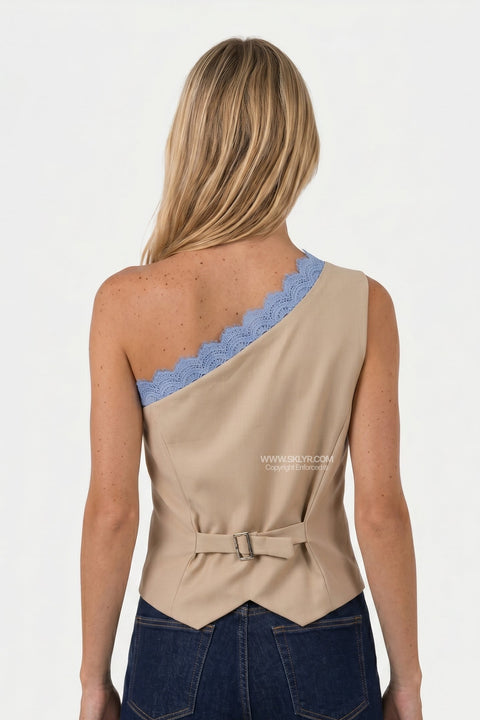 Haut gilet boutonné crème