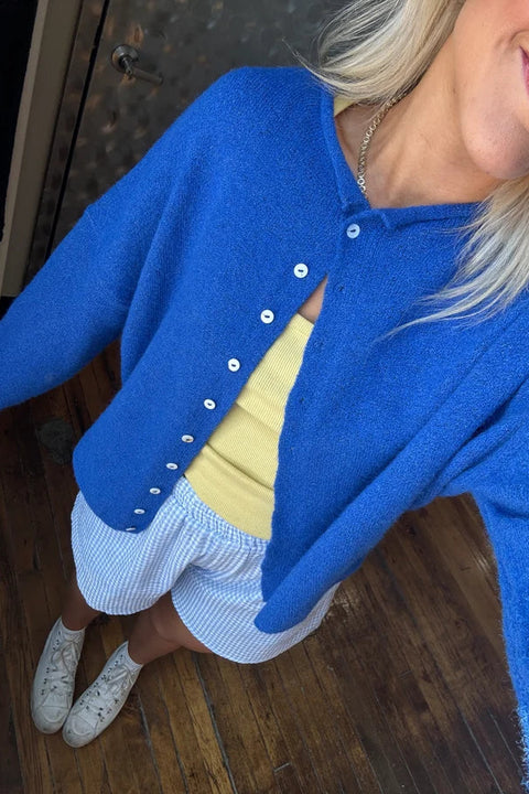 Cardigan en maille boutonnée rose pâle