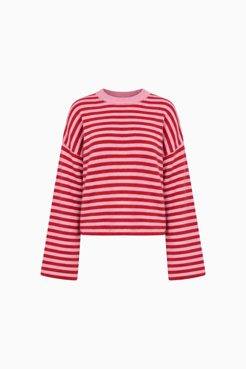 Maglione oversize in maglia a righe con girocollo