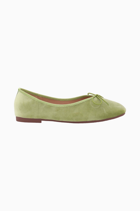 Ballerine in velluto color oliva