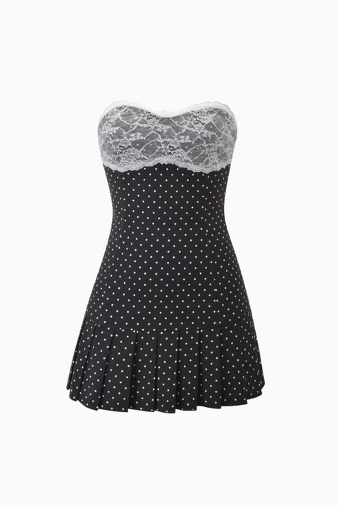Mini-robe bustier à pois