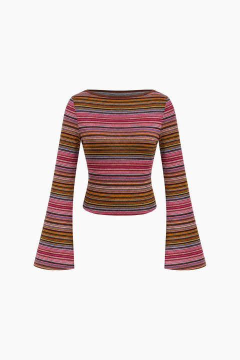 Multi-Stripe Wide Sleeve Top