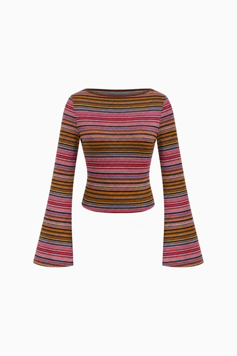 Multi-Stripe Wide Sleeve Top
