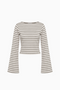 Striped Boat Neck Long-Sleeve Top