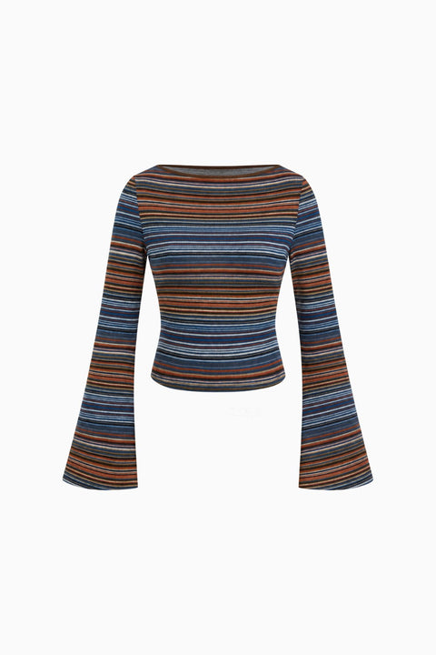 Multi-Stripe Wide Sleeve Top