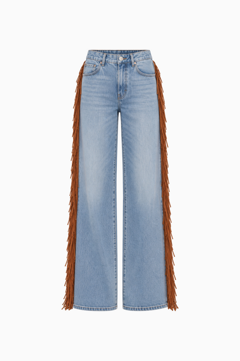 Fringe Wide Leg Jeans