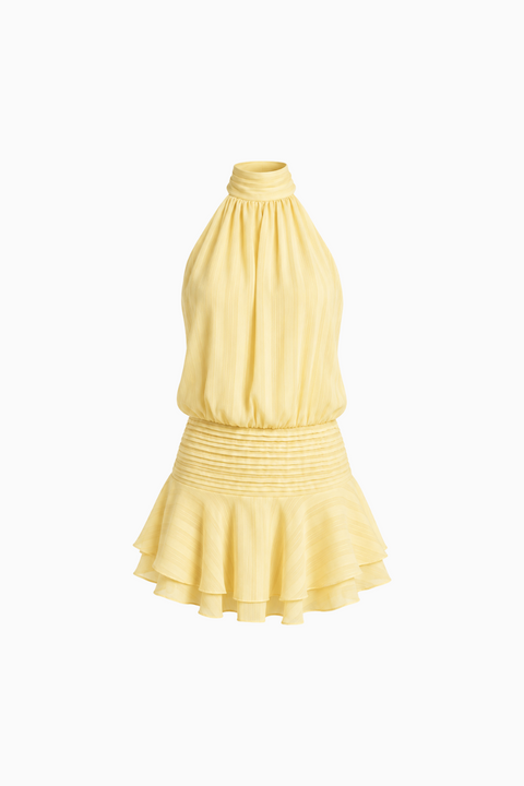 Red Ruffle-Hem Mini Dress