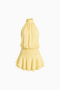 Blue Ruffle-Hem Mini Dress