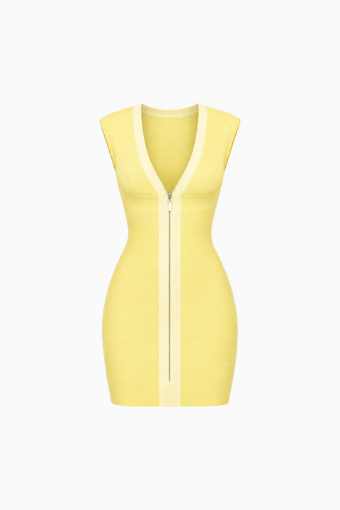 Robe moulante bandage bleu pervenche avec bordure contrastée