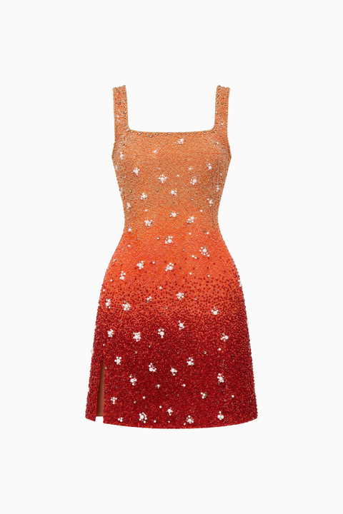 Mini-robe à sequins orange dégradé