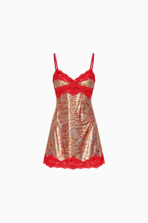 Sequin Lace Mini Dress