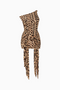 Asymmetric Animal Print Mini Dress