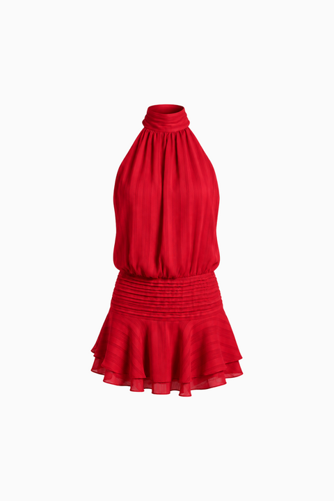 Miniabito rosso con orlo a volant