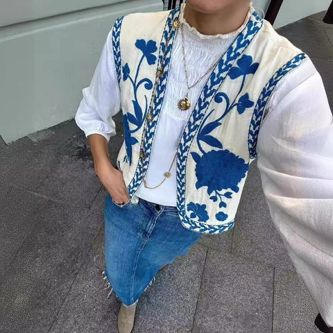 Angeline Blue Waistcoat | | S | Agnese Studios