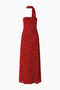 Robe longue colonne en satin rouge