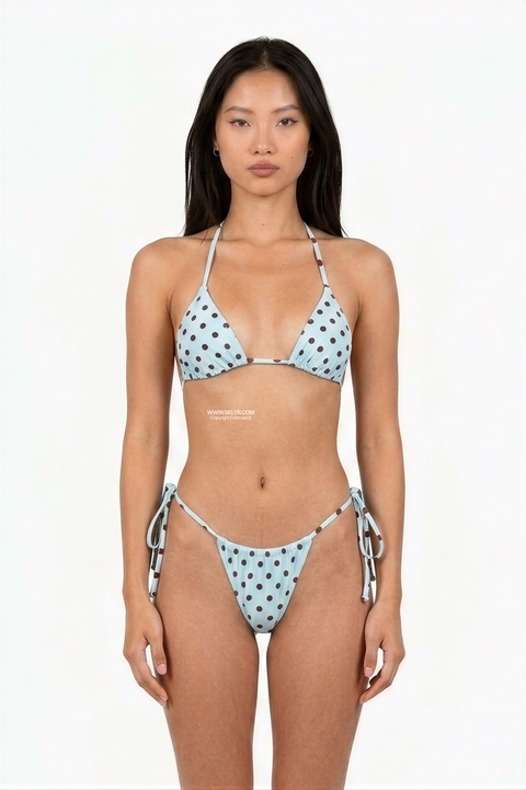 Bikini a pois color cacao e blu