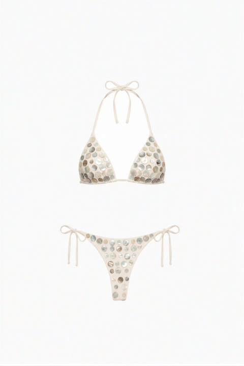 Bikini ficelle à disques en nacre