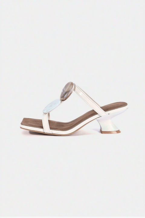 Sandales à brides avec disque effet marbré blanc