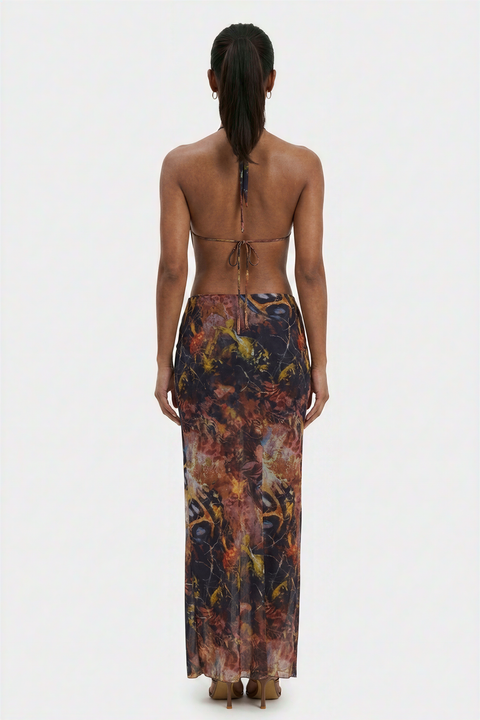 Mystic Print Kleid mit tiefem Ausschnitt und Cut-Outs