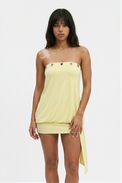 Robe courte bustier avec œillets et taille basse
